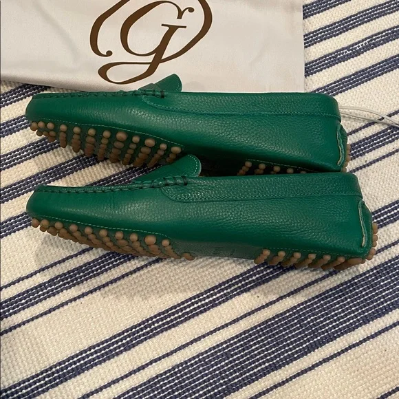 EUC M. Gemi The Pastoso Tumbled Leather Driving Loafers in Jewel Green Size 37 - Picture 8 of 12